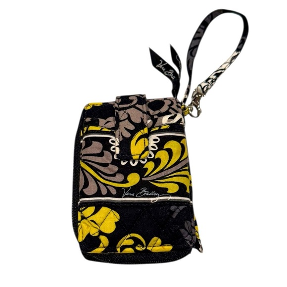 Vera Bradley Baroque Black Gray Retired Pattern Coin ID Purse Wristlet Strap - Picture 2 of 3